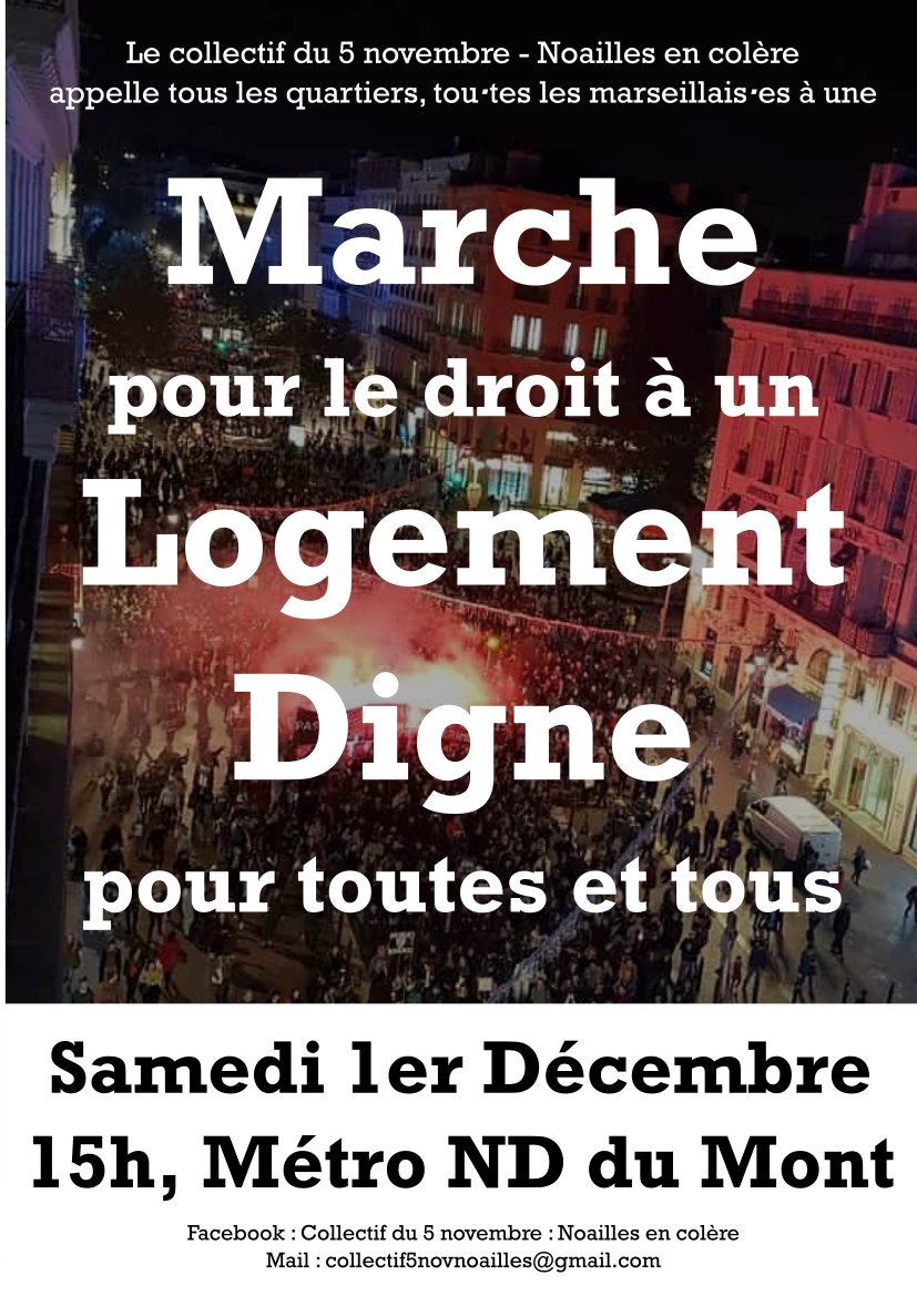 Marche pour le droit à un logement digne pour tou·tes le samedi 1er décembre